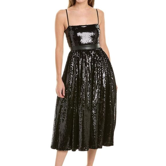 NWT WeWoreWhat Sequin Midi Dress in black size 8 women's - Picture 1 of 12